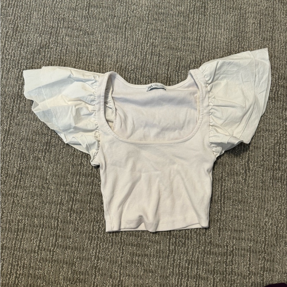 Zara white ruffle top - Picture 2 of 2